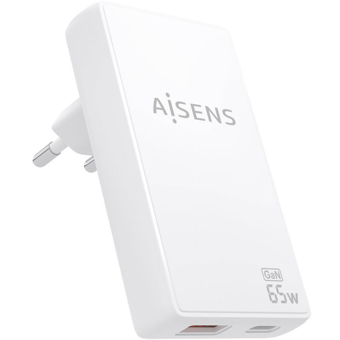 Aisens Cargador de Pared GaN 65W USB-C y USB-A Blanco ASCH-65W2P076-W Aisens Cargador de Pared GaN 65W USB-C y USB-A Blanco ASCH-65W2P076-W